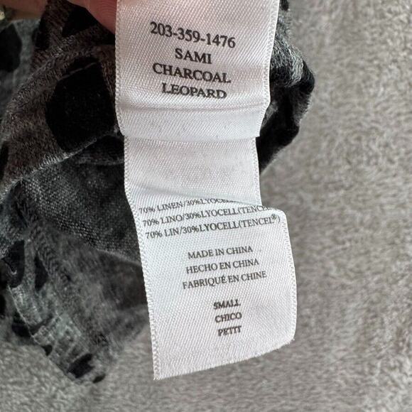 Rails Top Womens S Black Cheetah Print Stretch Linen V-Neck Long Sleeve Casual - Picture 8 of 9